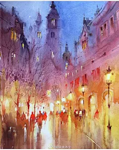 场景插画/场景/场景概念设计  色彩风景画家Vikroria Prischedko ​​​​水彩场景作品
花瓣关注原画人，推荐更多精选素材，绘画更有灵感