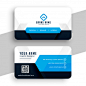 Modern blue professional business card template design Free Vector