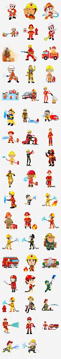 卡通动漫救火消防员漫画人物海报素材背景图片PNG