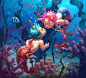 Shrimpmaids, Nelly Amosova : Illustration for Mermaid artbook. 
It was great to take part in this project)