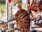 英国画家Geoffrey Tristram 猫咪插画 