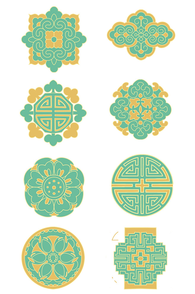 中国风中式传统装饰纹样图案免扣元素