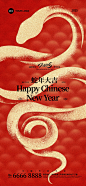 元旦蛇年节日祝福弥散蛇鳞片肌理全屏竖版海报