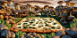 Mushroom Forest – Carl Warner : One of 20 images created for Digiorno pizzas for an online campaign with Facebook. Each image is created with real food and 00 Gauge models and figures.