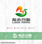 BJ字母标志绿叶心形鸟logo