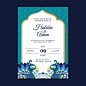 Wedding invitation template with peacock feathers Free Vector