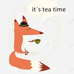 可爱喝茶的狐狸挂画矢量图 免抠png 设计图片 免费下载 页面网页 平面电商 创意素材