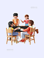 春季春天3D立体C4D露营人物户外聚会烧烤