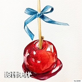 冰糖葫芦日式手绘美食料理插画JPG图片素...