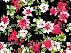 手绘花  - 源文件下载【酷图网】服装,手绘花,红花,绿叶,印花