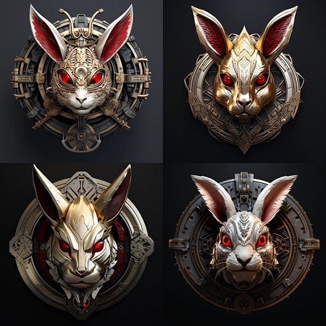 laoxie83_gold_rabbit_head_emblem_badge_designred_eyes_stainless ...
