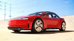 红色跑车海报，3d渲染