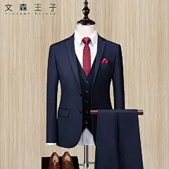 新郎西服套装男结婚礼服韩版修身商务职业正装伴郎服装冬季西装男-tmall.com天猫