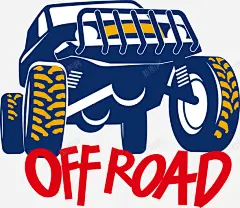 蓝色手绘汽车标签 页面网页 平面电商 创意素材