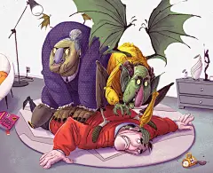 卡通手绘打架的三人插画高清素材 免费下载 页面网页 平面电商 创意素材 png素材
