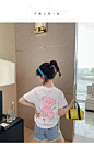 女童T恤夏装2021新款儿童韩版洋气小熊印花短袖小女孩百搭上衣潮-tmall.com天猫