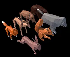 8个低面多边形动物模型 ANIMALS PACK LowPoly