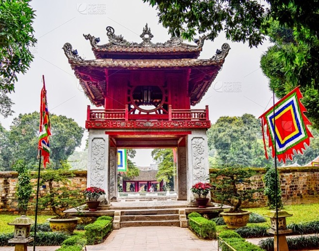 文庙,孔子,河内,越南,旅游目的地,水平画幅,建筑,无人,户外,大门