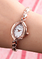 TIME100时光一百 时尚椭圆形水钻手链女表石英表女士手表 