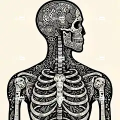 手绘 涂鸦艺术 骨骼系统 骨骼结构 力量 粗线条 解剖学准确性