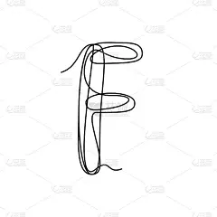 连续的细线字母f矢量插图字母符号与一条线，极简简单的第一个字母名称图标，标志