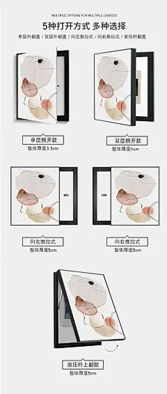 电表箱装饰画可推拉装饰盒竖版空开弱电箱遮挡画小清新色块抽象画-淘宝网