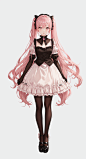 00063-179201277-1girl, solo, long Pink hair, White skirt,monochrome, dress, very long hair, bow, full body, bangs, shoes, white background, two