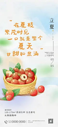 立夏二十四节气荔枝海报水果-素材库-sucai1.cn