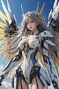  ((masterpiece)), ((best quality)), ((illustration)), extremely detailed,1 girl,mecha clothes,, big breasts,Dark white very_long_hair, scifi hair ornaments, beautiful detailed deep eyes, beautiful detailed sky, cinematic lighting, wind,Mechanical wings