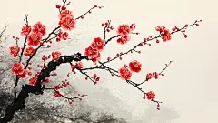 中国风水墨梅花插画高清模板免费下载-趣麦麦图