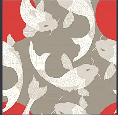 日本传统和风鲤鱼图案包装印花设计AI矢量源文件新年鱼设计素材-淘宝网