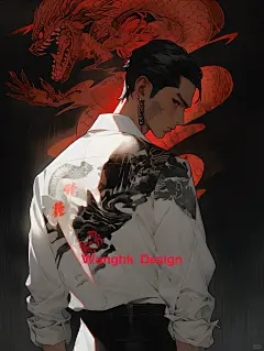 01红黑插画｜白衬衫