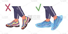 插图的脏鞋和鞋与医疗覆盖。矢量平面插图
