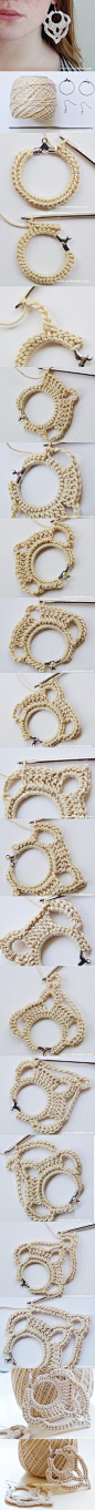 Large Macrame Tribal Hoops brown Bellydance antique