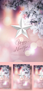 唯美国外圣诞节新年下雪海报PSD素材_平面素材_乐分享-设计共享素材平台 www.lfx20.com