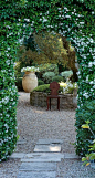 Star jasmine arch and patio in Provence, France • Clive Nichols Garden Photography: 