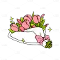 卡通感情人节鲜花元素贴纸 
