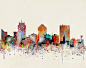 wichita-skyline-bleu-bri 进口装饰画画芯高清图片