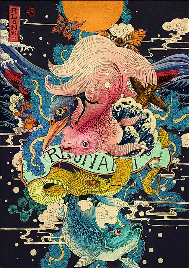插画师RLoNwang的日式风格插画作品...