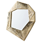 If origami is an art form then this irregular shaped mirror is an example of how one art form can influence and inspire another. The solid brass frame takes on the appearance of paper that has been fo: 