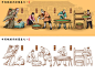 中药炮制流程图插画