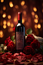 AI数字艺术红酒玫瑰花情人节元素图片素材