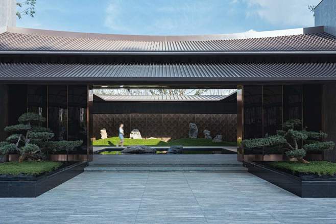 昆明龙湖新希望锦粼天序 - hhlloo : 设计将昆明古建府制轮廓提取、转译成了更为简洁利落的新中式门口，结合春城一颗印传统民居演绎而成的 ...