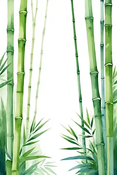 清新竹叶中国风竹子竹林自然风景插画