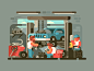 Auto service character garage auto repair service car illustration vector flat kit8