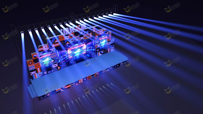 车展主视角活动舞台舞美3d效果图