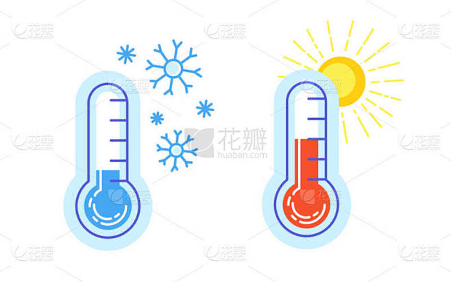 冷热图标温度计温暖的太阳雪花