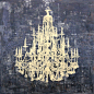 Art in Style 'Gold Chandelier' Hand Painted on Canvas Wall Art