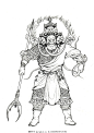 西游记 神仙 神话传说 白描人物 妖怪 九头虫 西游记白描李云中