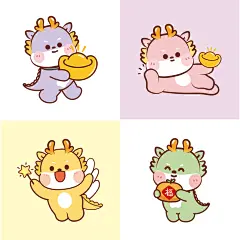 小飞龙头像卡通可爱插画生肖IP阿茹插画龙年图片龙年头像
